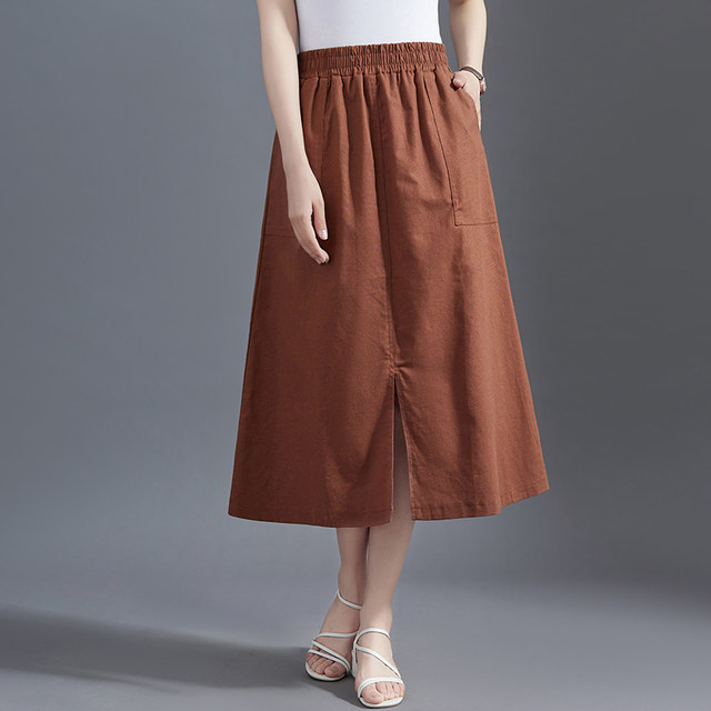 2023 new fashion trend skirt mid-length skirt for women summer pocket skirt A-line long skirt spring