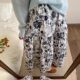 2025 summer new French sweet floral bud skirt for women's elastic waist drooping pleated A-line large hem skirt