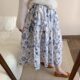 2025 summer new French sweet floral bud skirt for women's elastic waist drooping pleated A-line large hem skirt