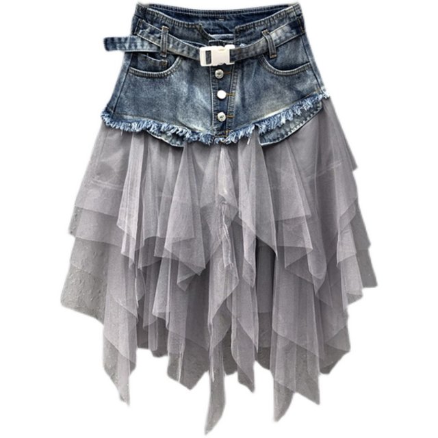 European Station 24 Summer New Type Slice Gaunt high -waist Slim Slim Denim Halway Skirt Female Women