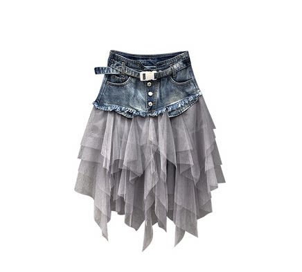 European Station 24 Summer New Type Slice Gaunt high -waist Slim Slim Denim Halway Skirt Female Women