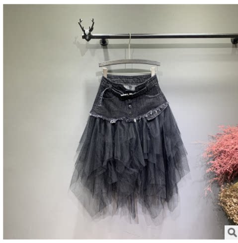 European Station 24 Summer New Type Slice Gaunt high -waist Slim Slim Denim Halway Skirt Female Women