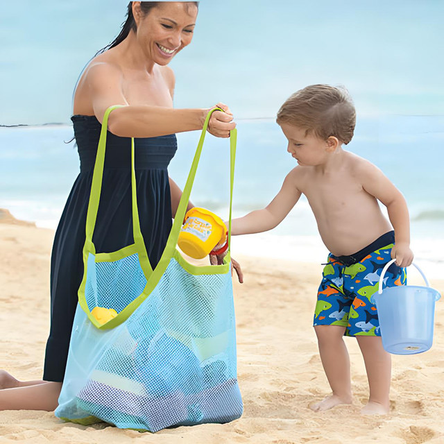 Extra large capacity mesh bag beach bag children's water play toy storage bag outdoor sand digging tool mesh bag swimming backpack