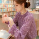 Floral polka dot shirt for women with high-end light luxury fashionable and beautiful shirt 2025 spring new French lace top
