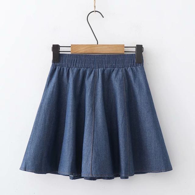Japanese Mori Women's Spring and Summer Clothing Ethnic Style Lace-up Denim Skirt Student Girl Soft Cute Girl Short Skirt Umbrella Skirt