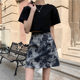 2024 New Short Skirt Spring and Autumn Large Size Printed Skirt High Waist Bag Hip Skirt Fat MM Student A-Line Short Skirt Women