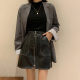 Small leather skirt A -line skirt Ins super fire half skirt MM2020 new large size PU leather zipper skirt bag hip skirt