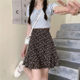 Large size French retro small wrinkled chrysanthemum fishtail skirt for women in summer versatile lotus leaf edge anti-exposure A-line hip-pack skirt