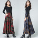 2018 Autumn and Winter New High Waist Large Size Skirt Zipper Large Hem Long Skirt Ethnic Style Retro Mid-Length Winter Skirt for Women