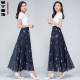 2024 Summer wild floral chiffon half body long skirt new high -waisted A -line skirt big size dance long skirt
