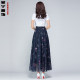 2024 Summer wild floral chiffon half body long skirt new high -waisted A -line skirt big size dance long skirt
