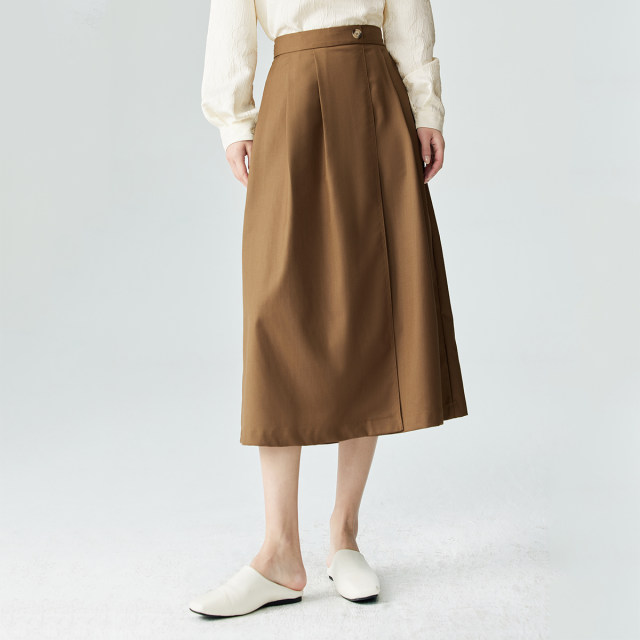 Inman Commuter Retro A-line Skirt for Women 2024 Summer New French Temperament Versatile Slim Mid-Long Skirt