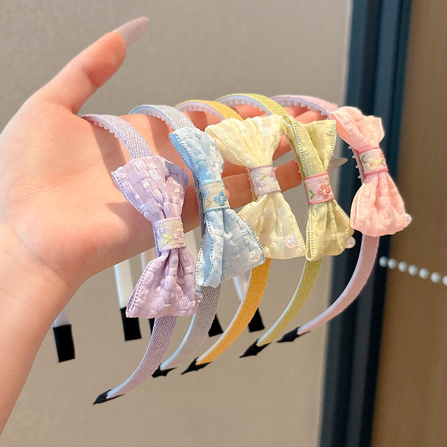 Candy colored hairband children's cute bow headband princess flower headdress little girl pressing hair tie without strangling