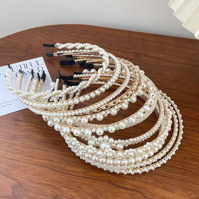 Hairband for women, retro French headband, versatile for going out, pearl hairpin, hair press, face wash headband, hair bundle, simple headwear