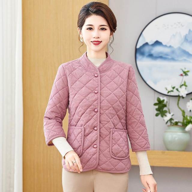 Winter new fashion versatile plus velvet thickened half -sleeved vest lady middle -aged and elderly mother dress warm mid -sleeved cotton jacket
