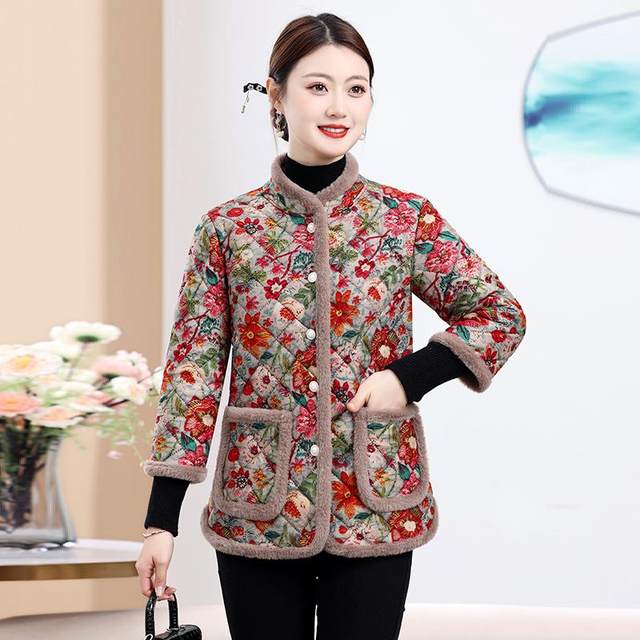 Mom's autumn and winter half-sleeved horse clip plus velvet vest warm vest middle-aged and elderly women's winter fashion thickened cotton jacket