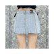 American hot girl denim skirt women ins fashion old blue mid-high waist slimming summer irregular miniskirt
