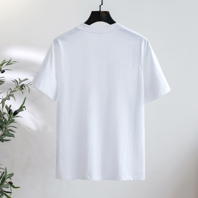 White short -sleeved T -shirt Female summer new cotton loose thin, thin, neutral men and women in the white embryo can dye the bottoming shirt
