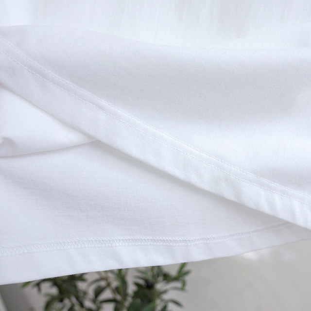 White short -sleeved T -shirt Female summer new cotton loose thin, thin, neutral men and women in the white embryo can dye the bottoming shirt
