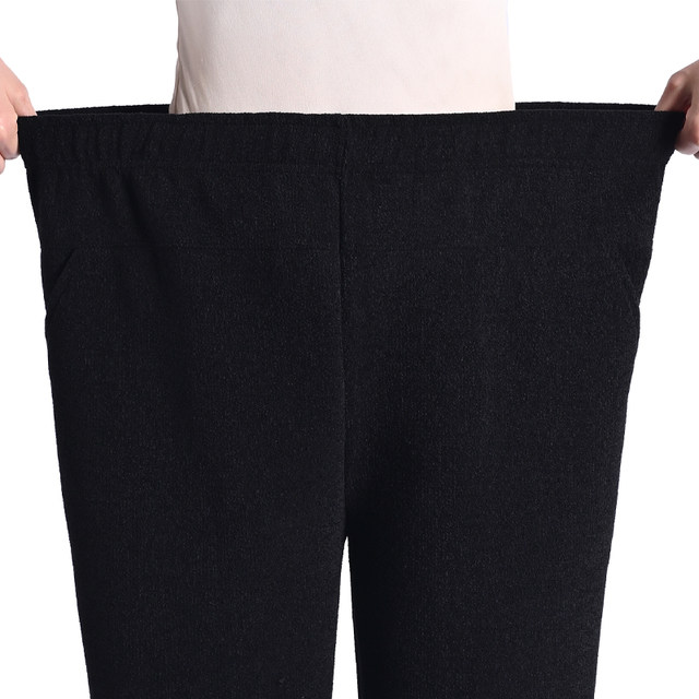 Autumn and winter extra-large size middle-aged and elderly women's pants plus fat plus large fat mother size pants Chenille thick loose casual trousers
