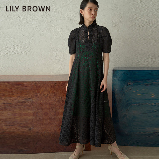 LILY BROWN Spring and Summer New Chinese style buckle hollow lace dress LWFO232002