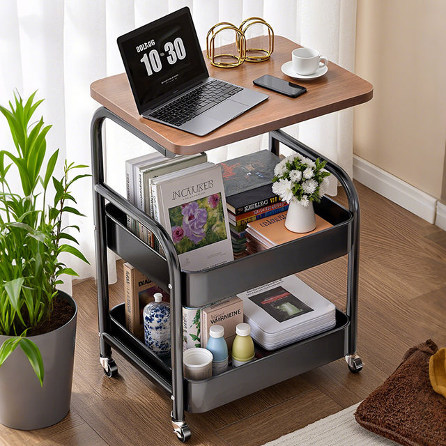Middle-aged storage rack trolley floor-to-ceiling bedside table living room sofa side several household coffee table snacks sorting rack