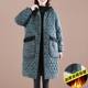 Middle -length thickened warm cotton jacket Women's winter 2022 new loose large size casual print cotton plus velvet jacket
