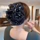 Black mesh bow scratching on the back of the head shark clip large-sized hair temperament hair clip 2025 new women
