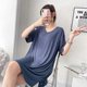 Modal dress women's summer V-neck slim mid-length solid color short-sleeved nightgown to wear high-waisted thin casual skirt
