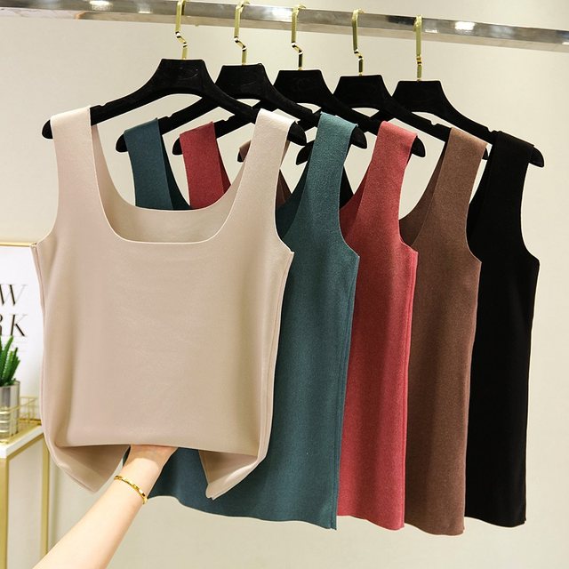 Women's warm vest with velvet base shirt for velvet without marks and thickened large size sleeveless heating top