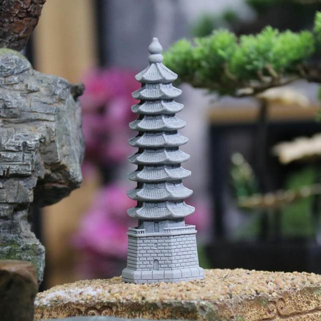 
Simulated landscape Wenchang Tower small stone pavilion decoration home entrance pavilion decoration gardening flowers bonsai landscaping decoration
