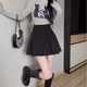 Large size black pleated skirt for women 2024 new summer versatile high-waisted A-line small hip-pack skirt