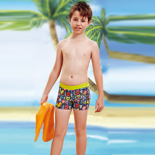 Yingfa children's boxer swim trunks, girls, boys, middle and big children's hot spring comfortable and durable swimming trunks swimsuit professional