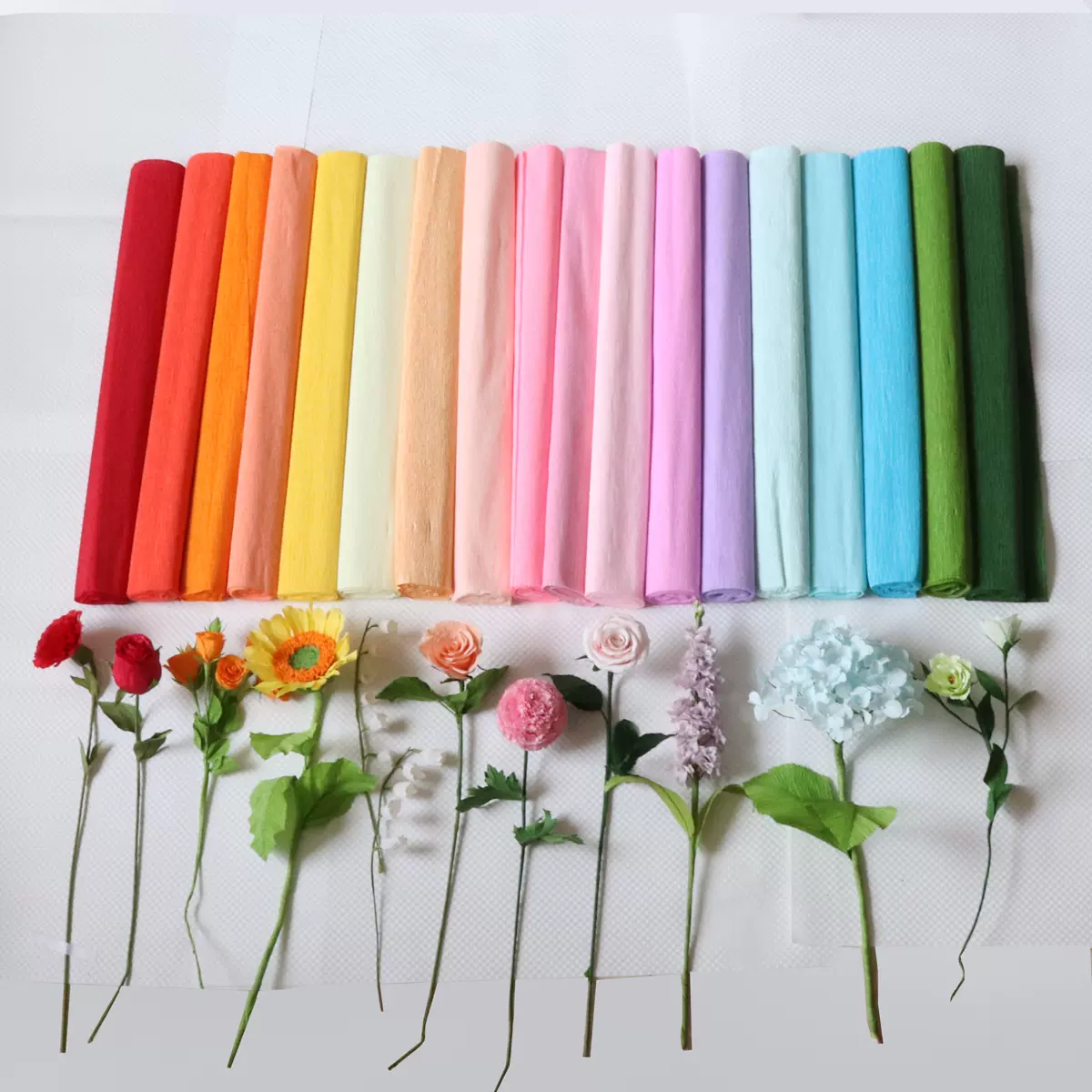皺紋紙手工紙花diy材料彩色褶皺紙幼兒園小學生製作 Taobao