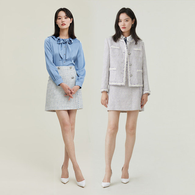 PRICH shopping mall's same skirt new autumn and winter new plaid commuting small fragrance high waist A-line short skirt