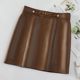 2025 autumn and winter new high-waisted sheepskin leather skirt with pocket hip A-line genuine leather short skirt mid skirt skirt