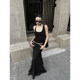 FANPTNTOX half -body skirt female summer new slim suit fishtail skirt high -waist slimming thin all -match long skirt