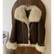 Hot cocoa in winter! Fox fur collar white gooseberry liner 2025 new suede parka fur coat for women