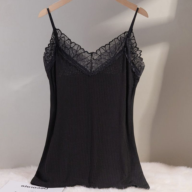 Fat sister loose slim lace splicing thin V-neck backless 300Jin [Jin equals 0.5 kg] extra-large size suspender vest for women