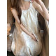 Summer fat MM2-300Jin [Jin equals 0.5 kg] Extra large size French gentle style ins high-end solid color lace long skirt sleeveless women's clothing