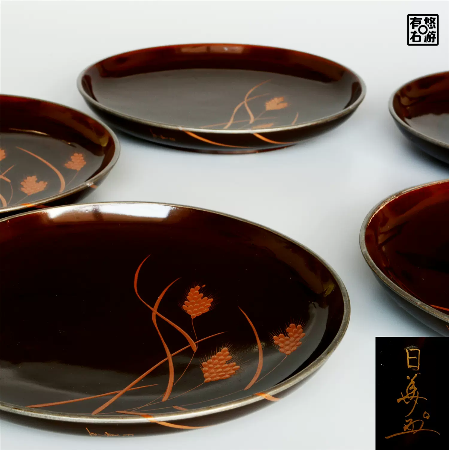 江户莳绘漆器蒔絵小盘銘々皿菓子皿日本古董大漆
