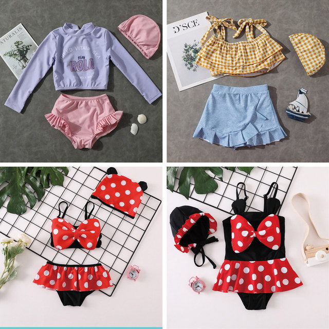 Children's swimsuit girl girl Korean cute skirt swimming clothes baby baby conjoined child princess bikini