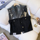 Black denim vest, short lady in spring and autumn, loose and versatile casual woolen edgeless horses, horses, shoulder jackets
