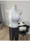 French style drifting shoulder sleeveless sweater vest, slim top, autumn new style
