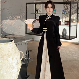 Big improvement cheongsam new Chinese vertical collar dress fatmm thin national style retro dress