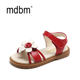 Sandalias de cuero genuino para niñas, Estilo Princesa de flores, novedad de verano 2024, Sandalias planas informales para niños, zapatos de playa con punta abierta