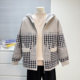
Mom's clothing autumn 2025 new loose houndstooth cardigan hooded top middle-aged and elderly women's coat autumn and winter clothes