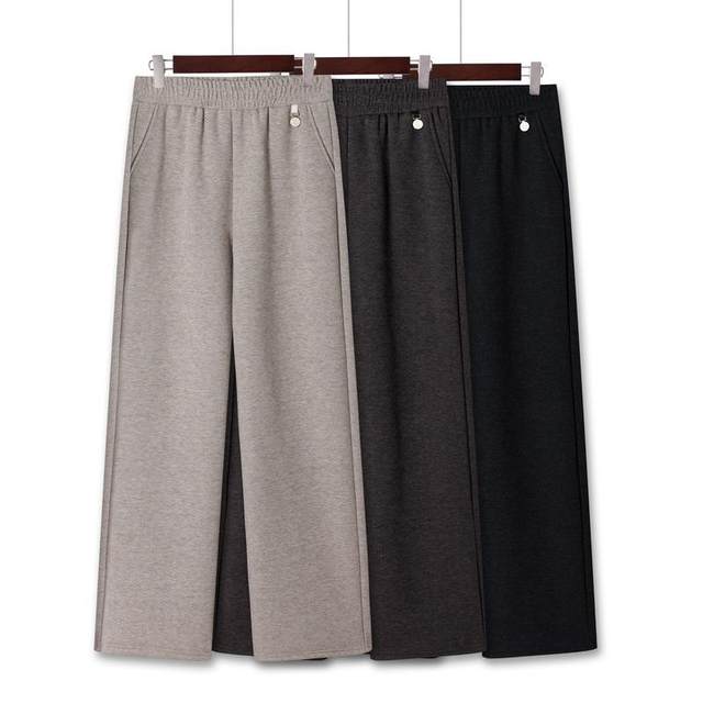 Mom's spring clothes new straight-leg pants trousers elastic waist fashionable middle-aged and elderly women's pants loose grandma casual pants