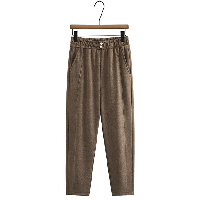 Middle-aged and elderly women's velvet pants women's thickened mom's pants plus size elderly winter pants grandma and old lady trousers