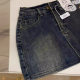 Retro old denim skirt for women, small 2024 summer new high-waisted large size loose and versatile anti-exposure
